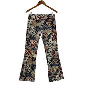 Y2K Fourth of July Style Printed Patriotic Low Rise Flare Pant USA Made Size 7/8